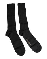 Dolce & Gabbana Black Stretch Logo Mid Calf Men Socks